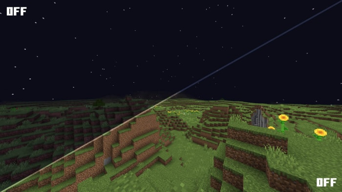 Night vision comparison off vs. on.
