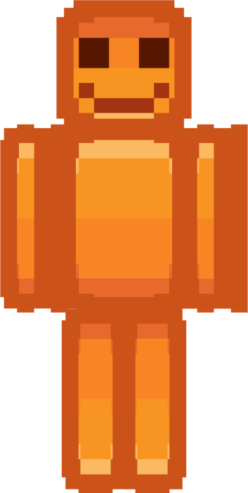 Orange pixelated skin with a happy face