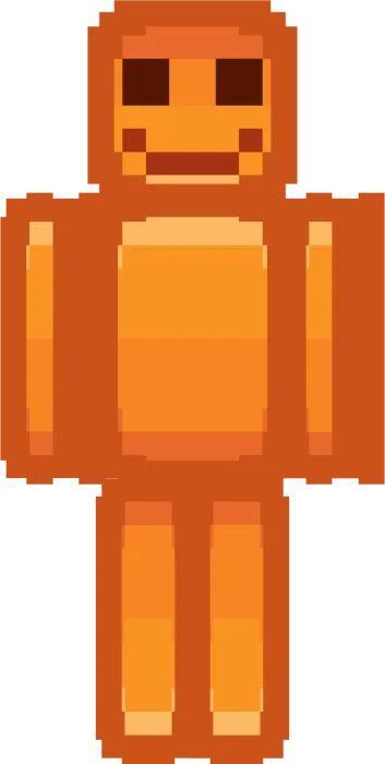 Orange pixelated skin with a happy face