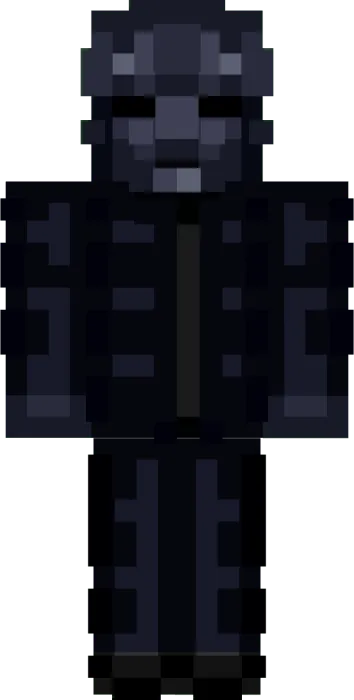 ALT Pixelated masked character in dark suit