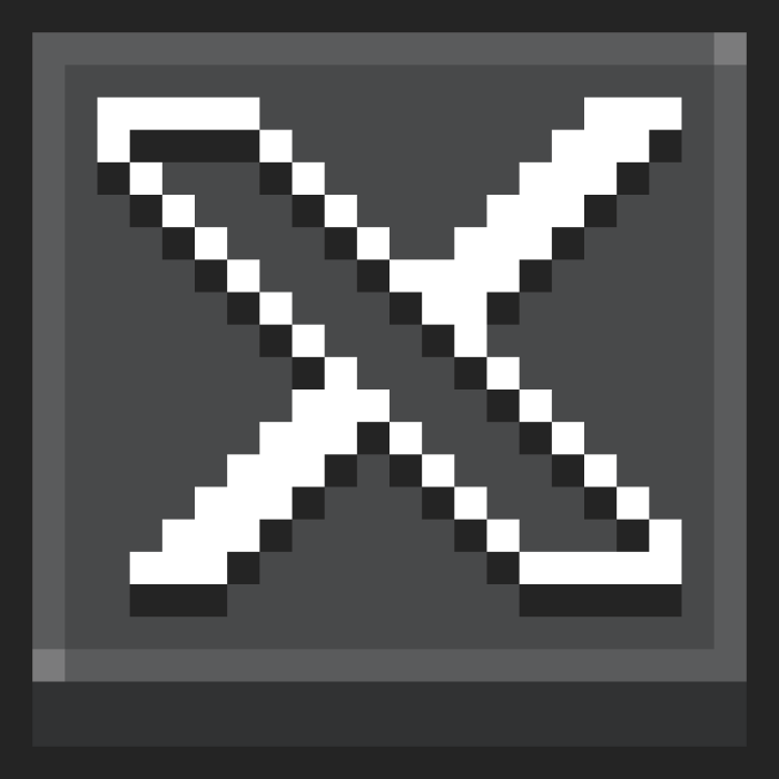 Pixelated white X icon on dark background