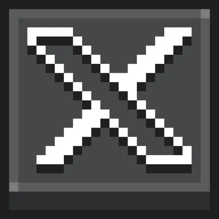 Pixelated white X icon on dark background