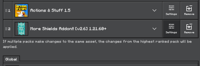 Addon list with More Shields selected.