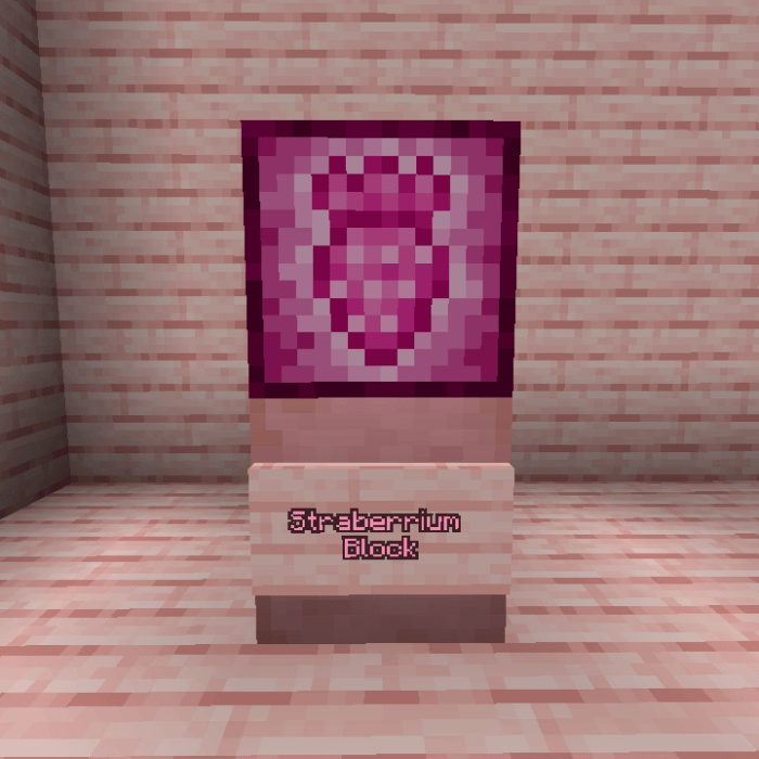 Pink Straberrium block display.