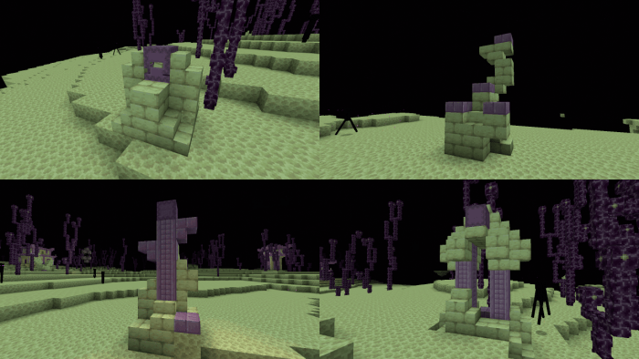 End structures with purple blocks.