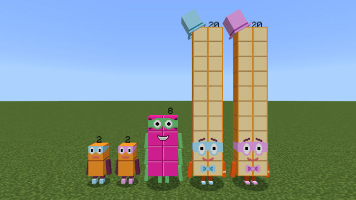Cartoon blocks with numbers 2 to 20.
