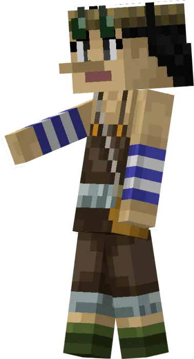 Minecraft character with striped sleeves.