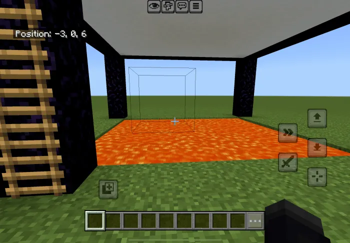 Lava pit under platform with ladder nearby