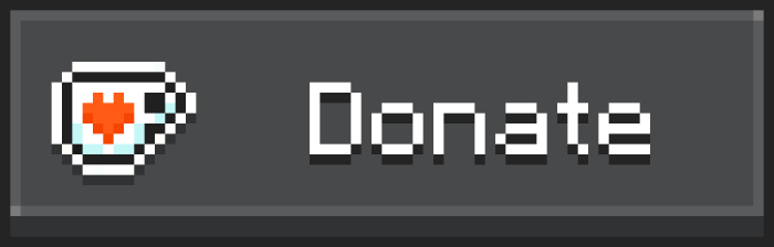 Pixel art mug with heart and Donate text
