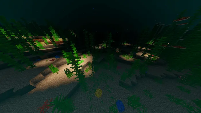 Underwater biome with vibrant vegetation.