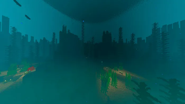 Underwater biome with plants and light.