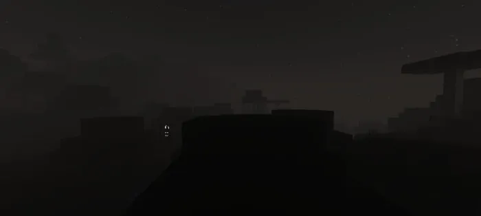 Dark, misty forest with eerie silhouette