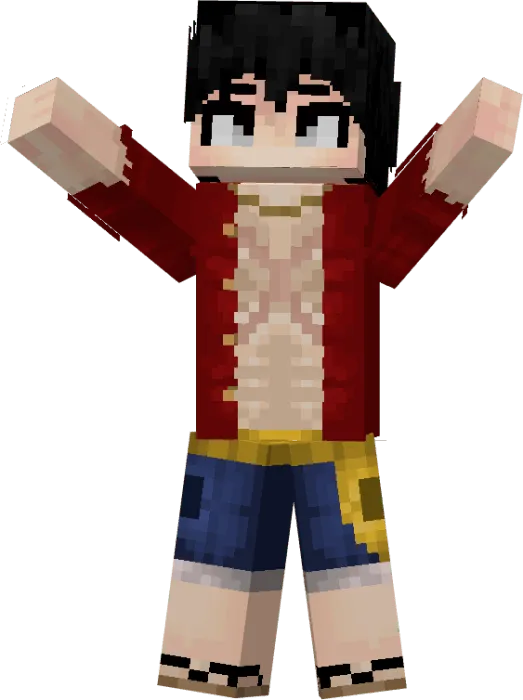 Blocky pirate character with red coat.
