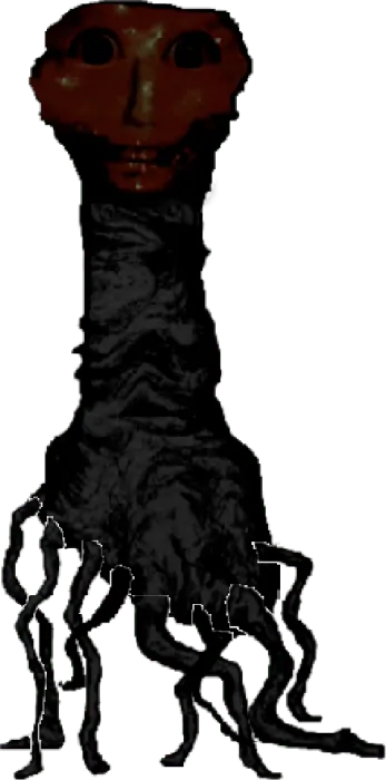 Creature with a red face and dark body.