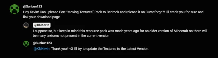 Chat about porting texture pack.