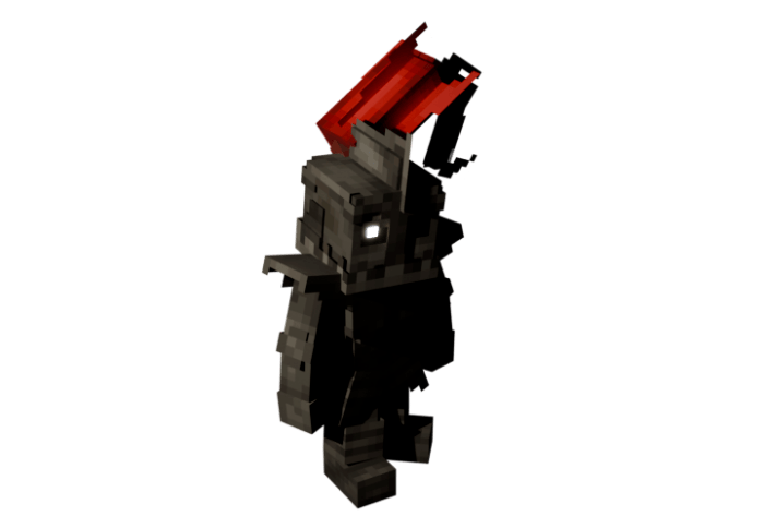 Blocky armored monster with glowing eyes