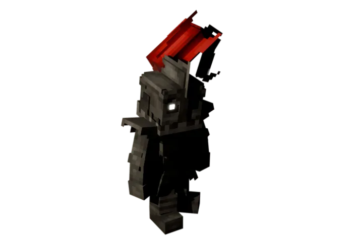 Blocky armored monster with glowing eyes