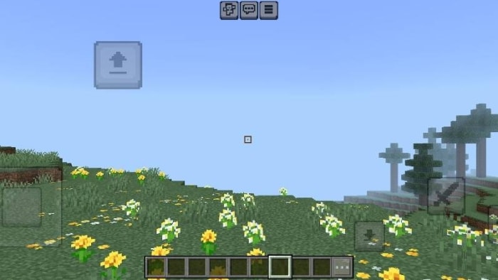 Small square crosshair over grassy field