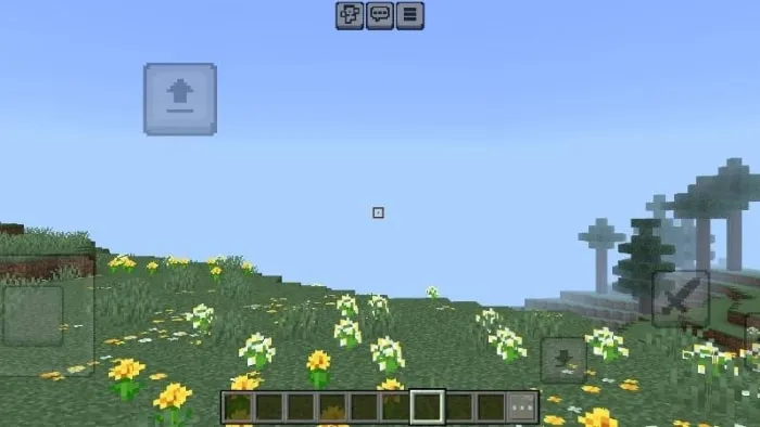 Small square crosshair over grassy field