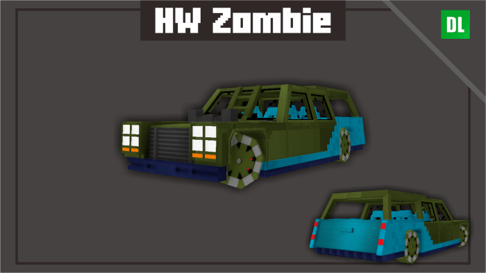 Zombie-themed pixelated car design.