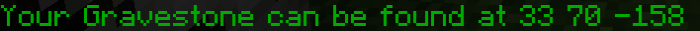 ALT Gravestone location message in green text