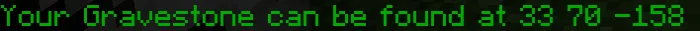 ALT Gravestone location message in green text