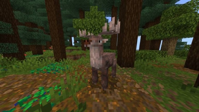 Pixelated deer in a forest biome.