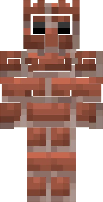 Blocky character in brick-themed armor