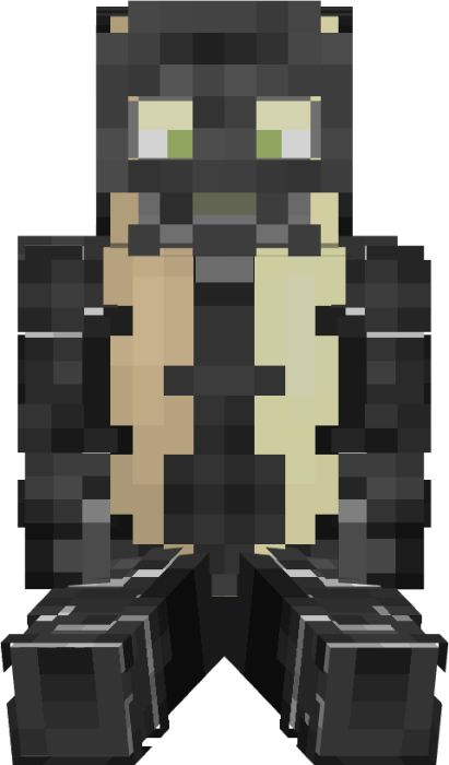 Pixelated black and beige elemental skin.