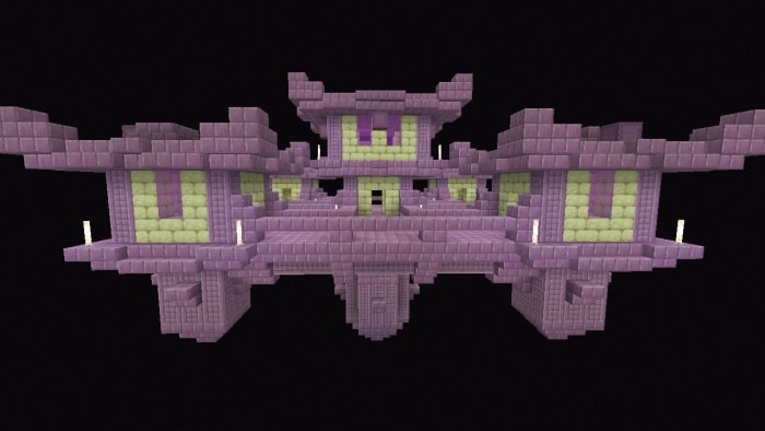 Purple stone ruin structure.
