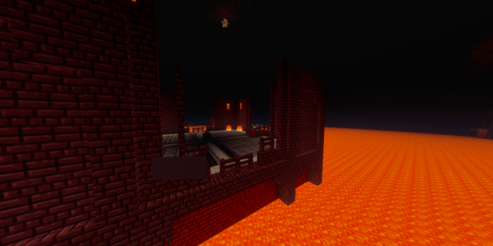 Nether fortress over lava pool