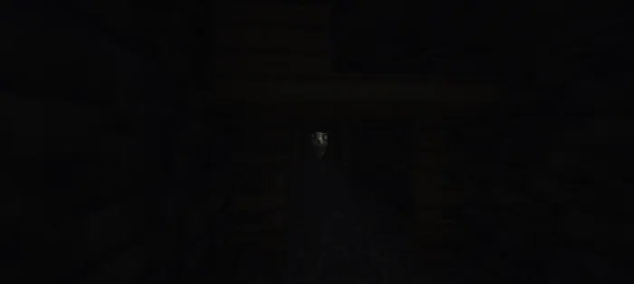 Dark tunnel with a creepy face in the distance