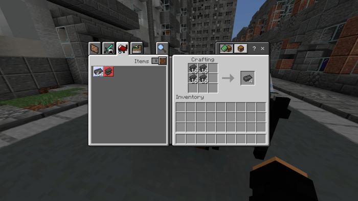 Crafting menu showing steel ingot recipe