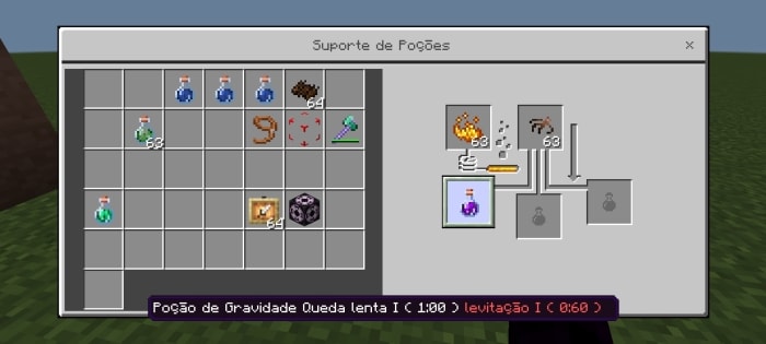 Potion brewing interface with Brazilian items