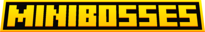 Minibosses text in blocky style