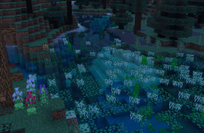 Lush foliage by a serene riverbank.