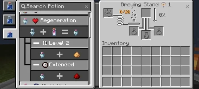 Redesigned potion brewing interface