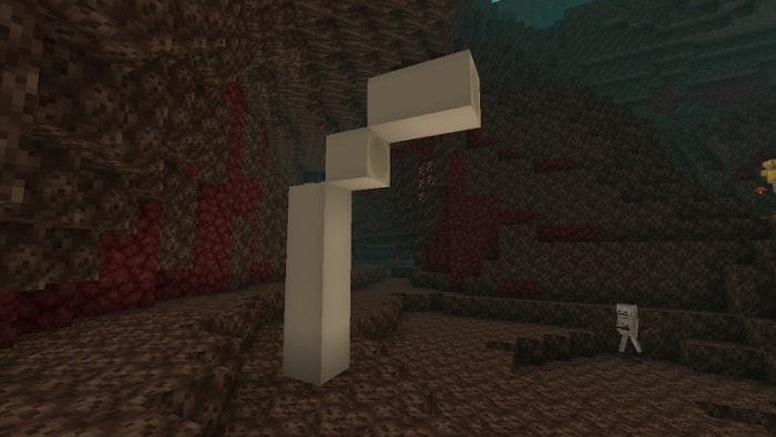 White structure in a cave environment.