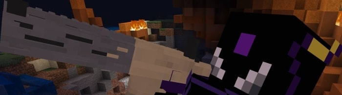 Character holding a gun in a game.