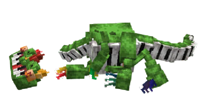 Blocky green creature with tentacles.