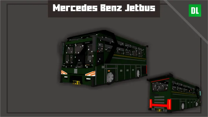Jetbus model in green, front and back views.
