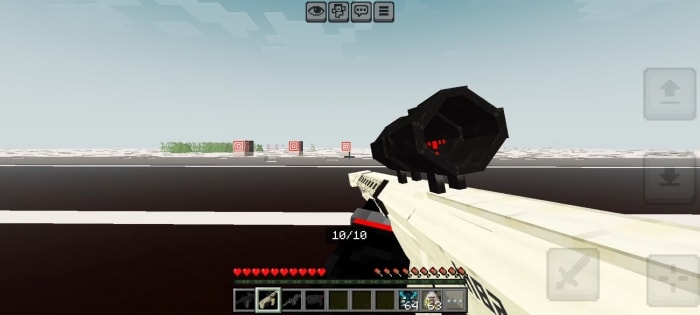 First-person view aiming sniper at targets.