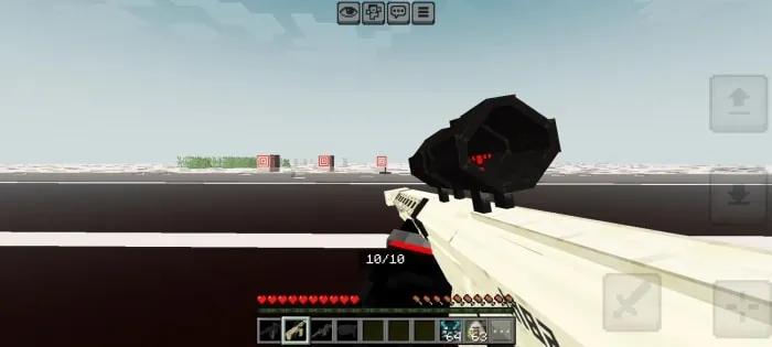 First-person view aiming sniper at targets.