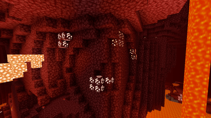 Glowing ores in a cave setting.