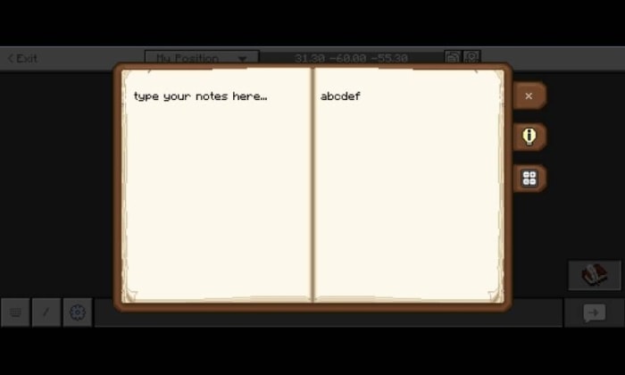 Chat screen with note-taking feature.