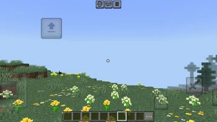Minimal crosshair over grassy landscape
