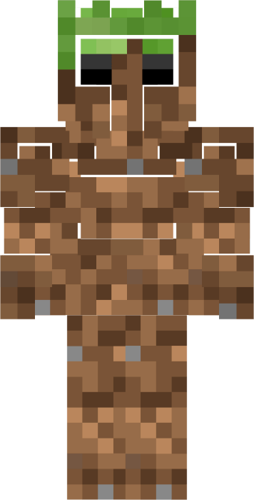 Blocky dirt character with green crown