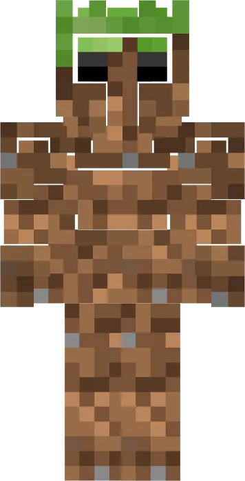 Blocky dirt character with green crown