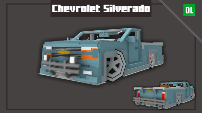 Boxy blue lowrider Silverado vehicle mod