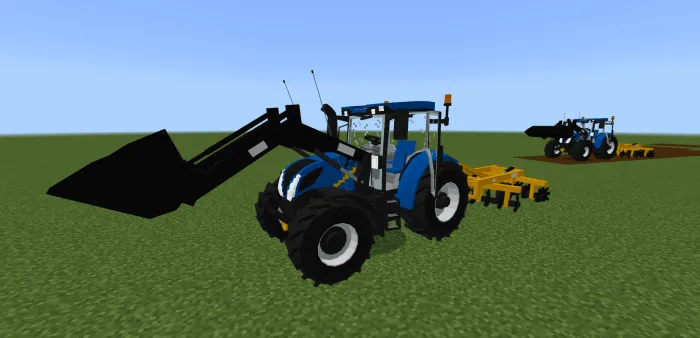 Tractors on a grassy field in-game.